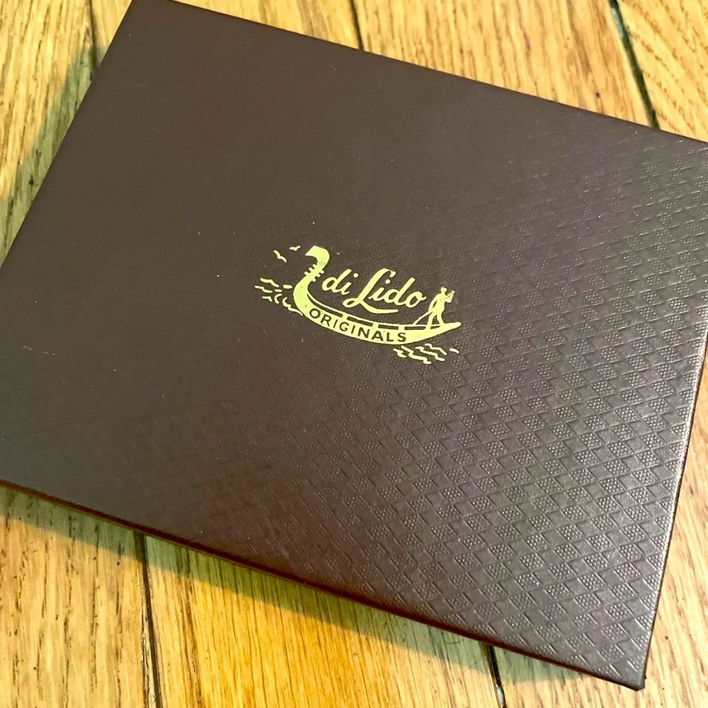 New Vintage Di Lido Leather Bifold Wallet Black with Box